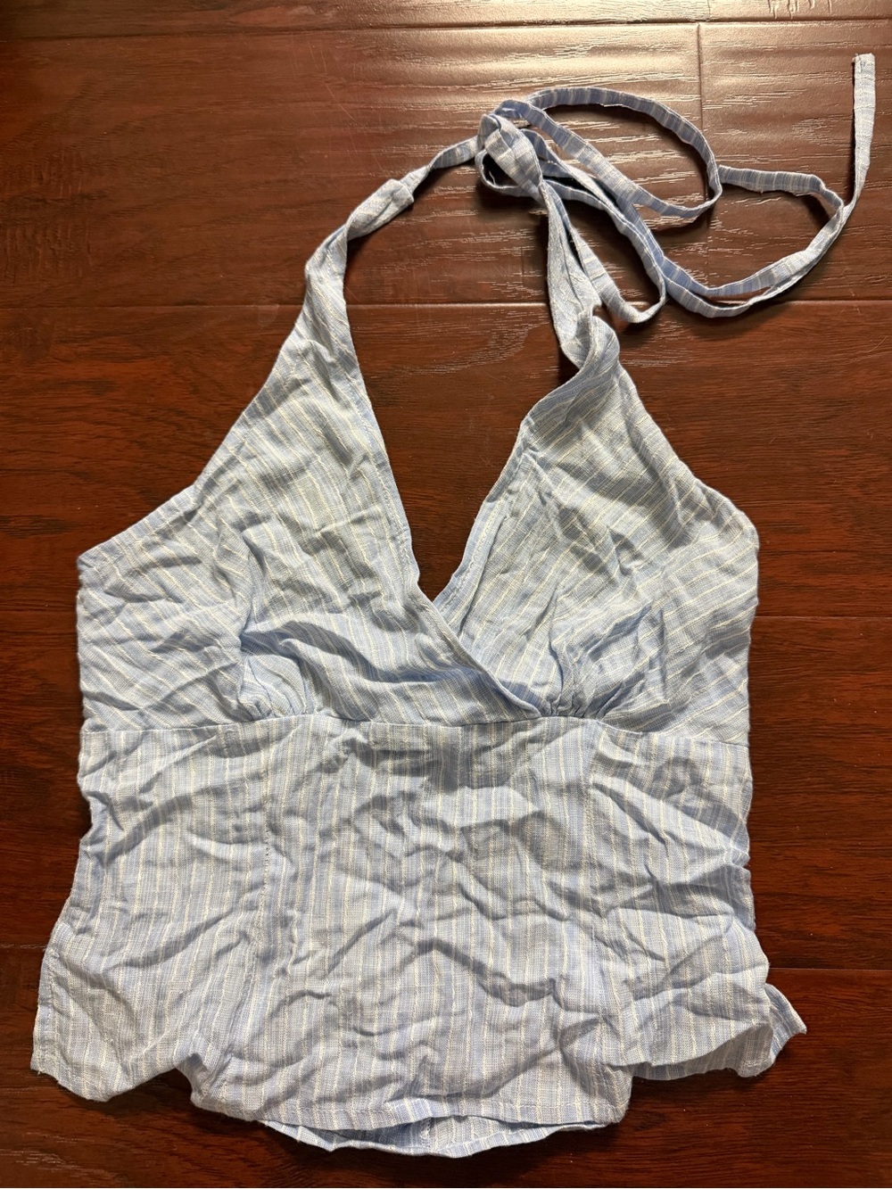 Away Light Blue Striped Halter Camisole